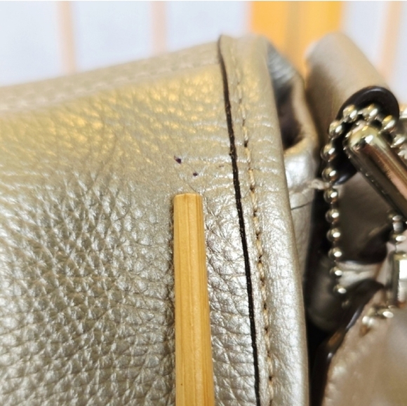 Coach Metallic Leather Flap Duffle Bag - Picture 11 of 13